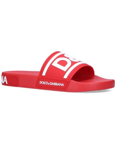 Dolce & Gabbana Logo Pool Slides - Red