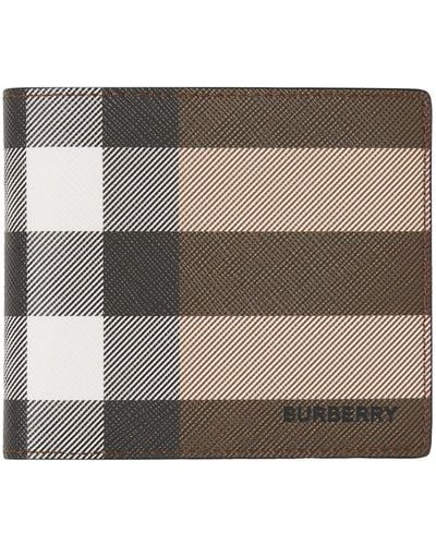 Burberry E-canvas Check Bifold Wallet - Brown