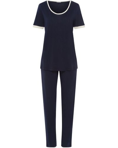 Hanro Cotton-modal Laura Pajama Set - Blue