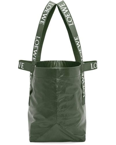 Loewe Large Leather Fold Tote Bag - Green