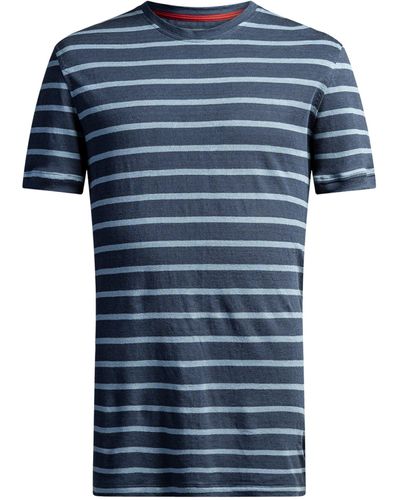 Isaia Linen Striped T-shirt - Blue