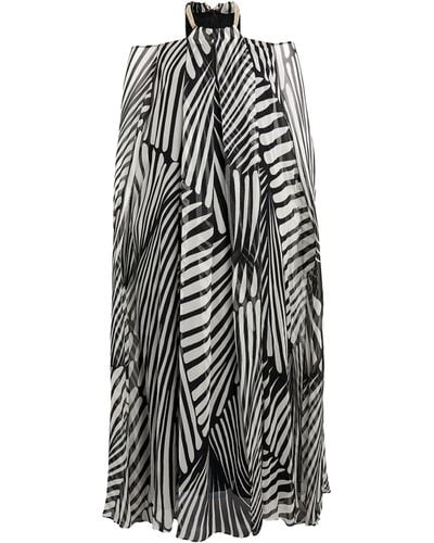 Marina Rinaldi Silk Patterned Maxi Dress - Black