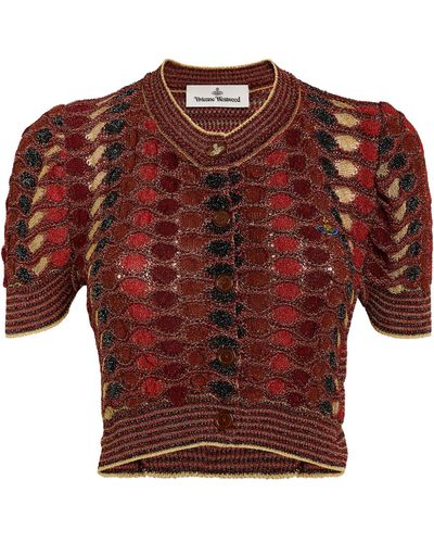 Vivienne Westwood Knitted Metallic Edith Cropped Cardigan - Red