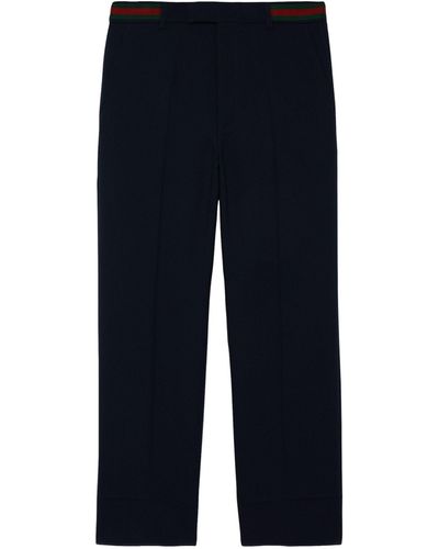 Gucci Web-detail Tailored Pants - Blue