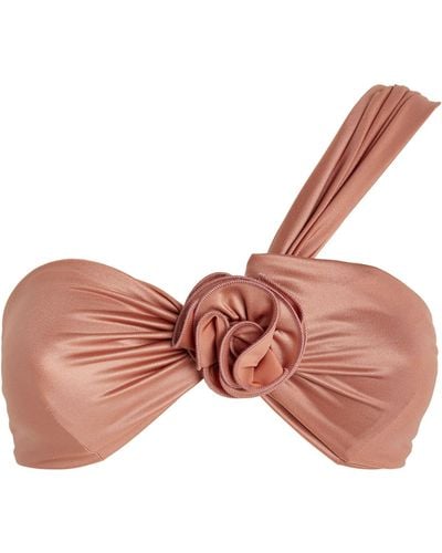 Magda Butrym Rose Appliqué One-shoulder Bikini Top - Pink
