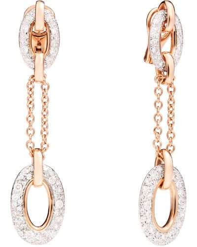 Pomellato Rose Gold And Diamond Tango Pendant Earrings - White