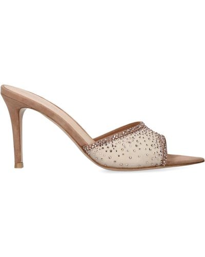 Gianvito Rossi Embellished Rania Mules 85 - Brown