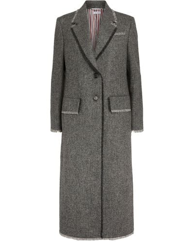 Thom Browne Wide-lapel Overcoat - Grey