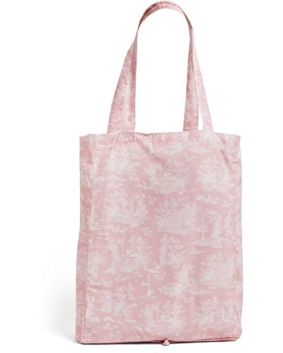 Harrods Toile Pocket Shopper Bag - Pink