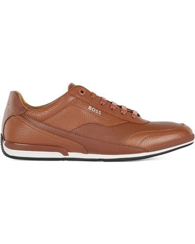 BOSS Leather Oxford Sneakers - Brown