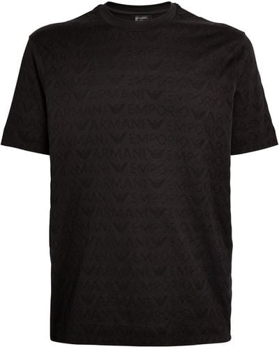 Emporio Armani Cotton Logo Jacquard T-shirt - Black