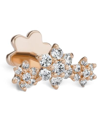 Maria Tash Rose Gold Three Flower Garland Diamond Threaded Stud Earring - Metallic