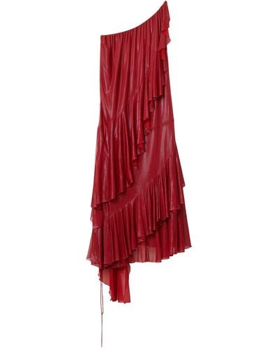 Burberry Ruffle-detail Midi Dress - Red