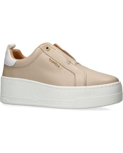 Carvela Kurt Geiger Leather Connected Laceless Trainers - Natural