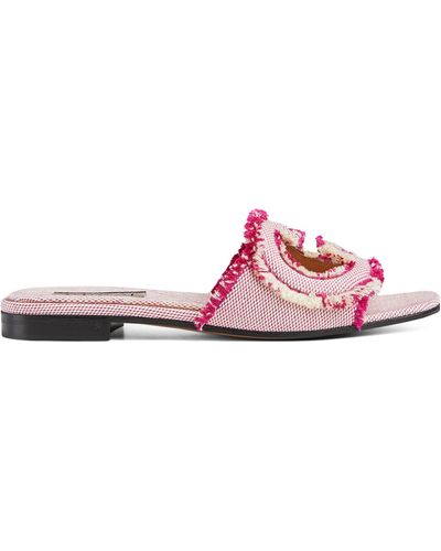 Gucci Canvas Interlocking G Sandals - Pink