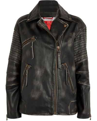 MAX&Co. Oversized Leather Jacket - Black
