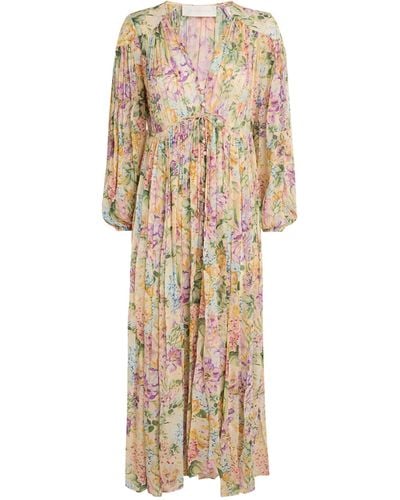 Zimmermann Silk Floral Halliday Dress - Natural