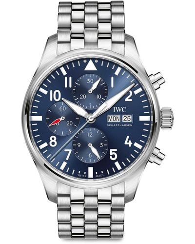 IWC Schaffhausen Stainless Steel Pilot's Chronograph Watch 43mm - Blue