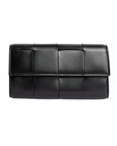 Bottega Veneta Leather Intreccio Flap Wallet - Metallic