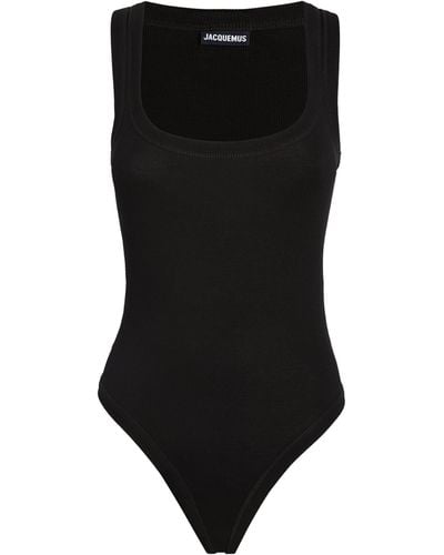 Jacquemus Cotton Rib-knit Bodysuit - Black