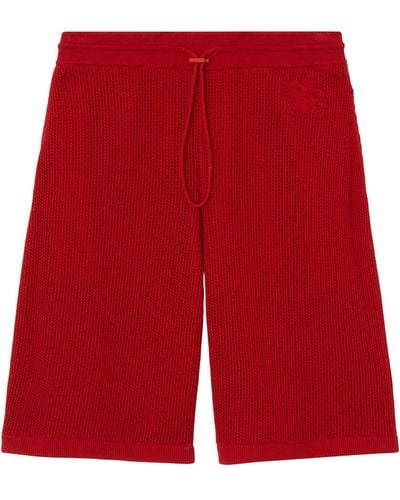 Burberry Silk-blend Mesh Ekd Shorts - Red