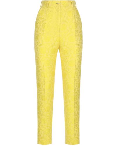 Dolce & Gabbana Brocade Slim-leg Trousers - Yellow