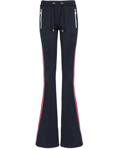 Balmain Flared Stripe-detail Trousers - Blue