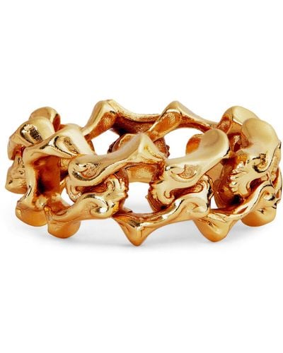 Emanuele Bicocchi Gold-plated Sterling Silver Arabesque Chain Ring - Brown