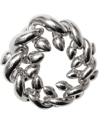Burberry Sterling Silver Spear Chain Ring - Metallic