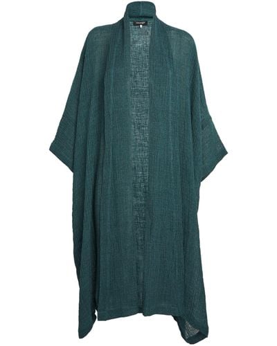 Eskandar Linen-blend Shawl Cardigan - Green