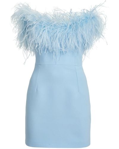 The New Arrivals Ilkyaz Ozel Feather-trim Cynthia Mini Dress - Blue