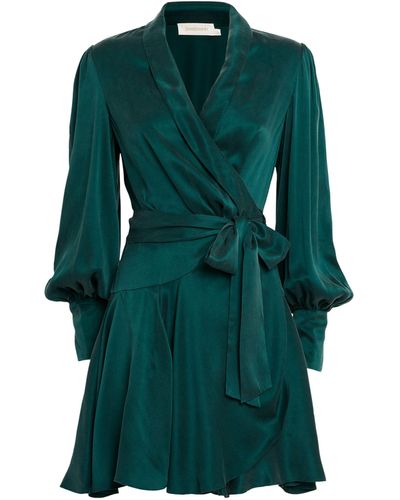 Zimmermann Silk Wrap Mini Dress - Green