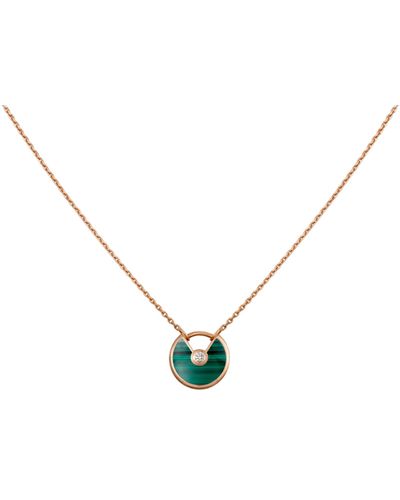 Cartier Rose Gold And Malachite Amulette De Necklace - Metallic