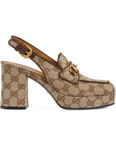 Gucci Gg Canvas Slingback Court Shoes 85 - Brown