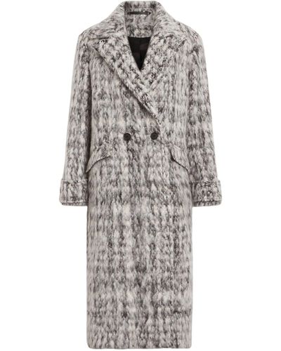 AllSaints Oversized Textured Mabel Overcoat - Gray