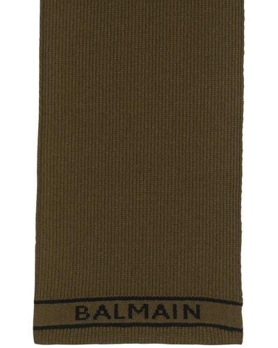 Balmain Wool-cashmere Logo Scarf - Green