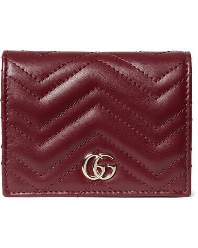 Gucci Leather Gg Marmont Card Case - Purple