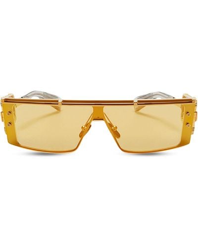 BALMAIN EYEWEAR Rectangular-frame Wonder Boy Iii Sunglasses - Metallic