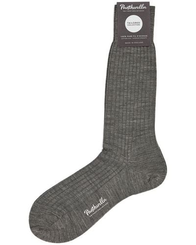 Pantherella Wool-blend Ribbed Socks - Gray
