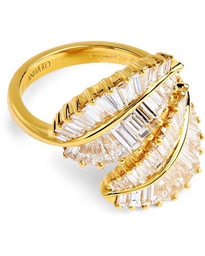 Anita Ko Yellow Gold And Diamond Leaf Ring - Metallic