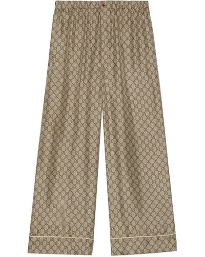 Gucci Silk Gg Supreme Pants - Brown
