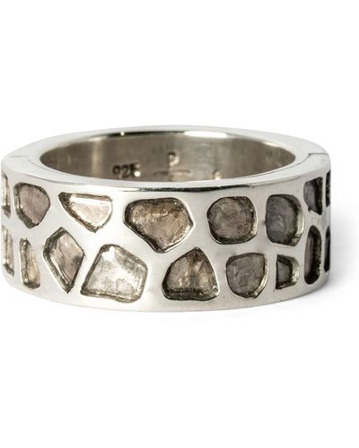 Parts Of 4 Sterling Silver And Diamond Sistema Ring - Metallic