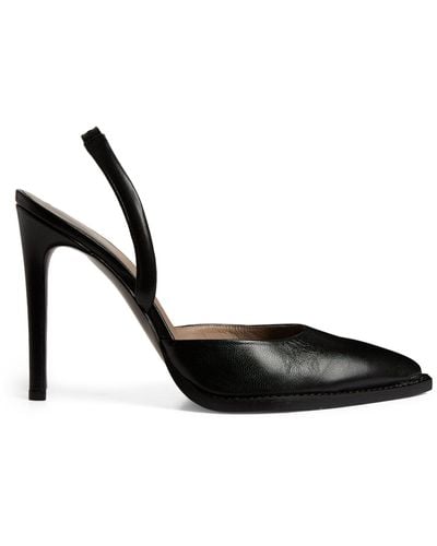 AllSaints Leather Lily Slingback Court Shoes 95 - Black