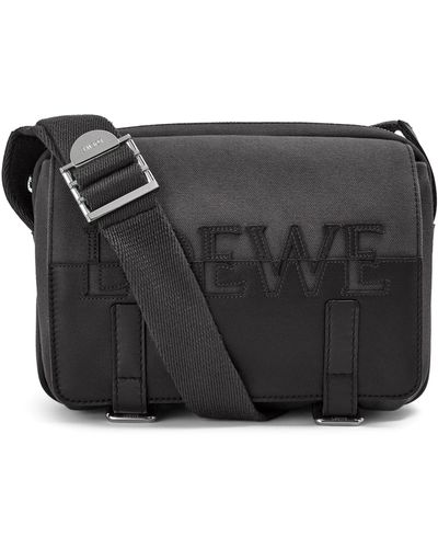 Loewe Small Canvas And Leather Messenger Bag - Gray