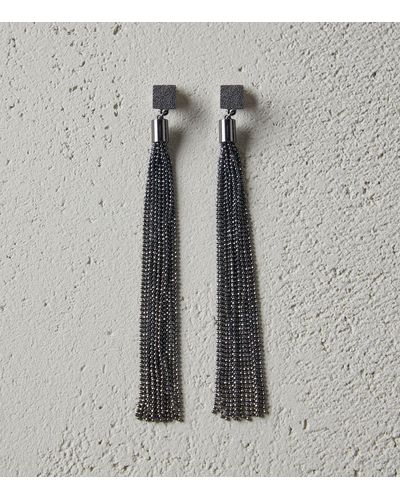 Brunello Cucinelli Monili Beaded Tassel Earrings - Black