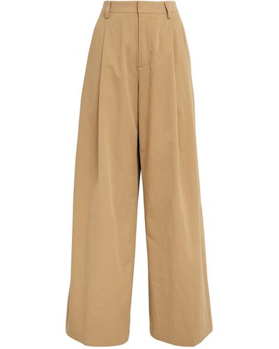 FRAME Pleated Wide-leg Trousers - Natural
