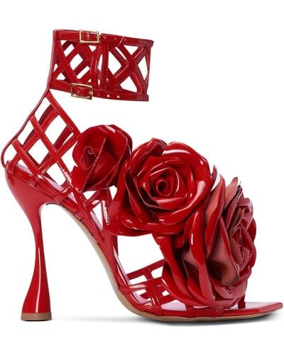 Balmain Patent Leather Eden Heeled Sandals 95 - Red