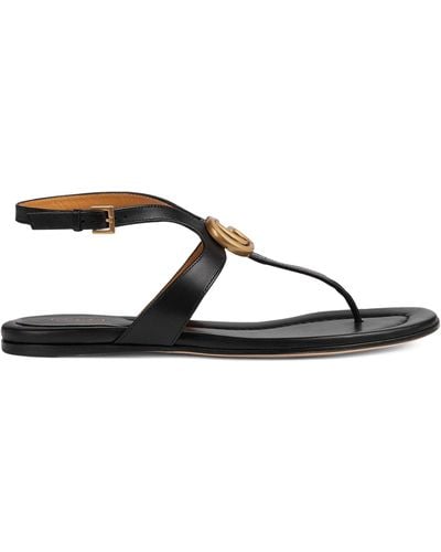 Gucci Leather Double G Sandals - Brown