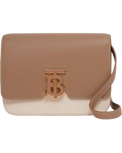 Burberry Small Two-tone Leather Tb Bag - Brown