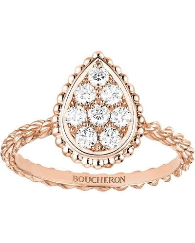 Boucheron Small Rose Gold And Diamond Serpent Bohème Motif Ring - Metallic